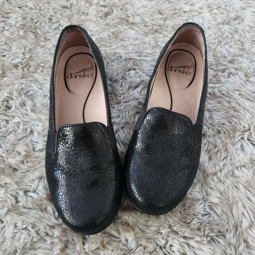 Dansko Addy 6700 Loafer Black Milled Nappa Leather Women's Size 37‎